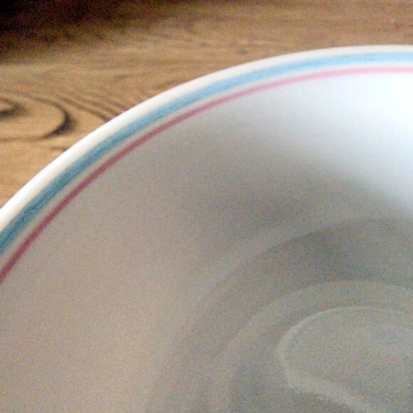 2 Pc Corelle FOREVER YOURS 6 1/4" Cereal Soup Salad Bowls Blue Pink Stripes - Picture 3 of 5